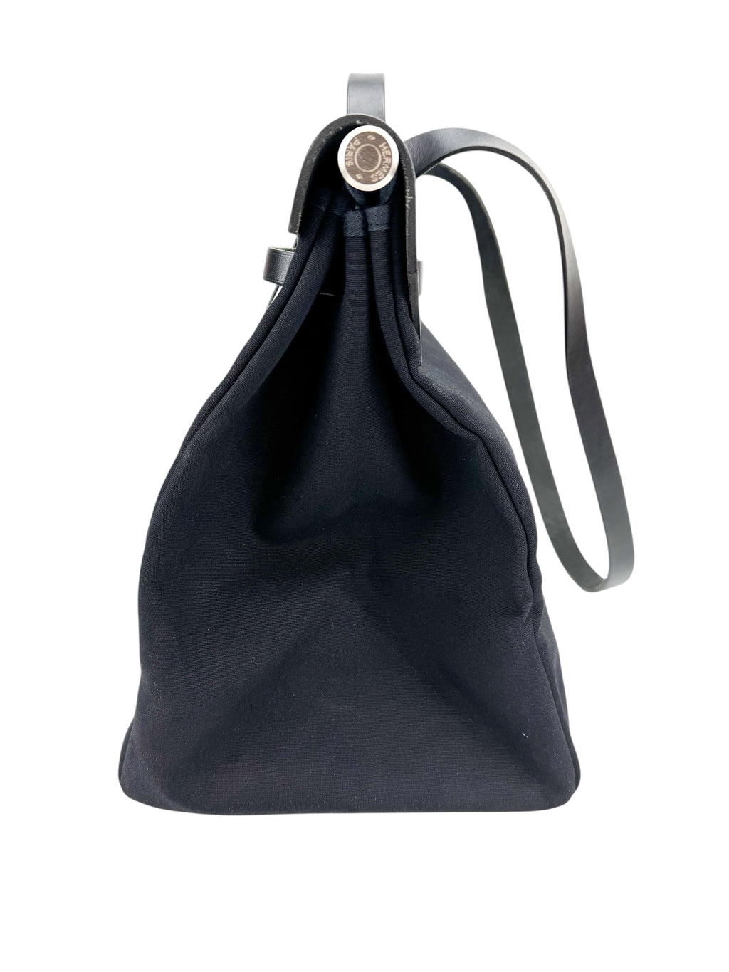 Hermès Black Toile and Leather XL Herbag W/ Spare Bag