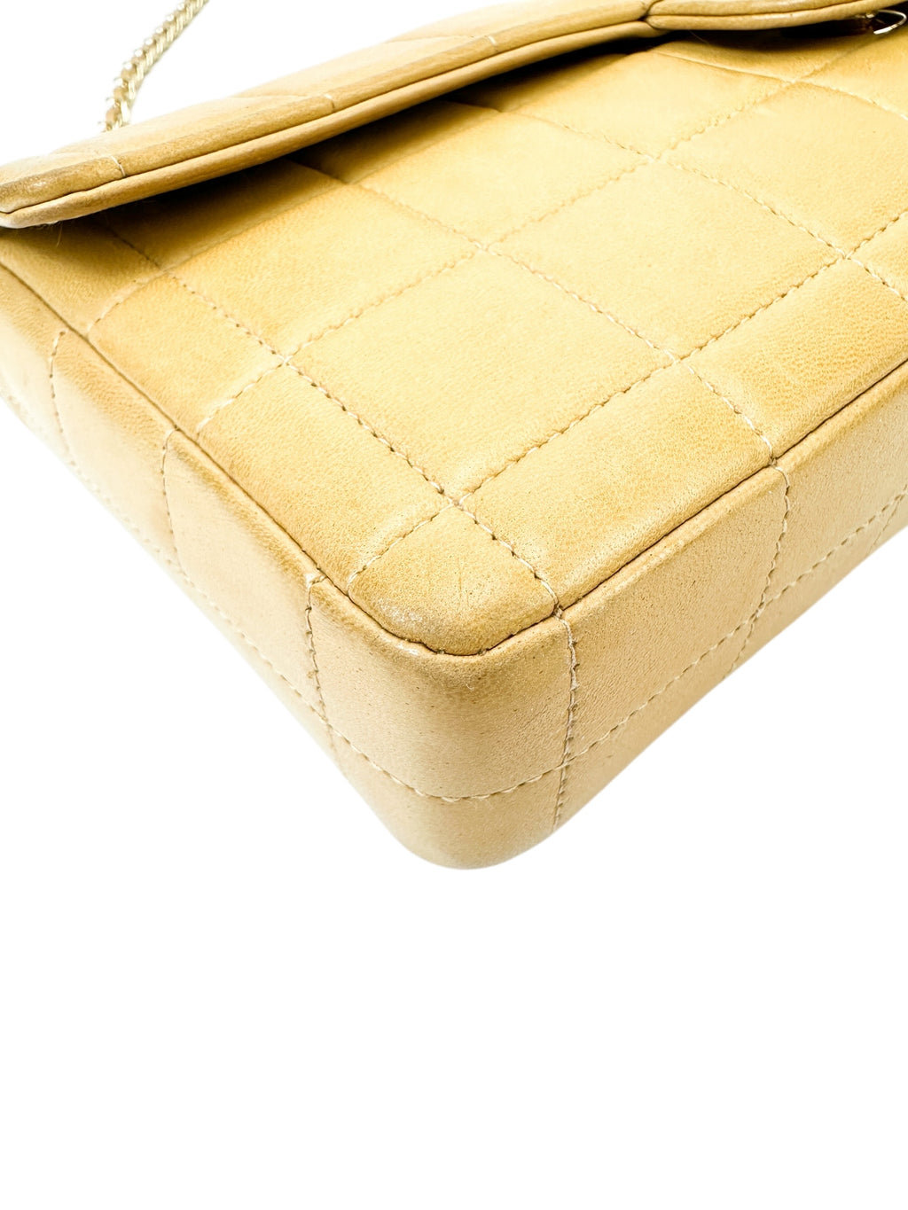 Chanel Beige Lambskin Chocolate Bar Shoulder Bag