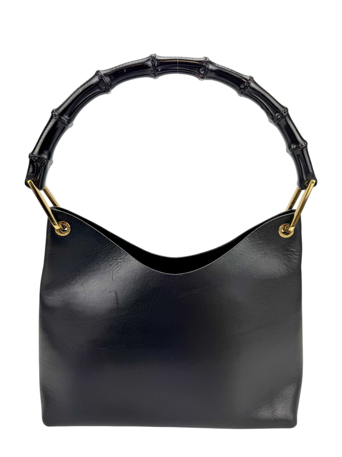 Gucci Black Leather Bamboo Bag