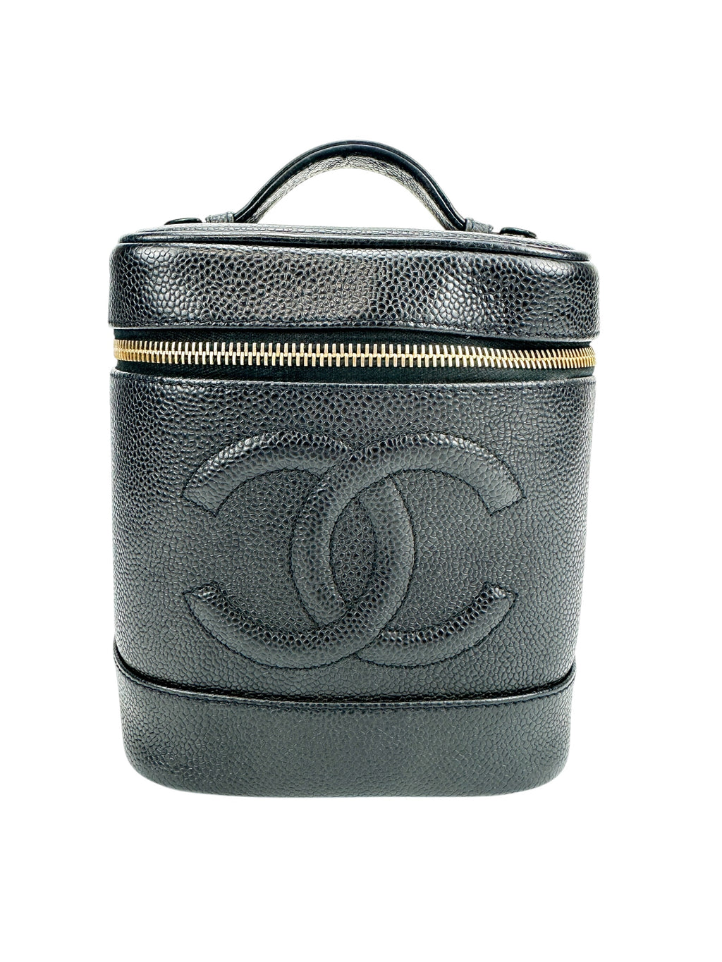Chanel Vintage Tall Black Caviar Vanity Case