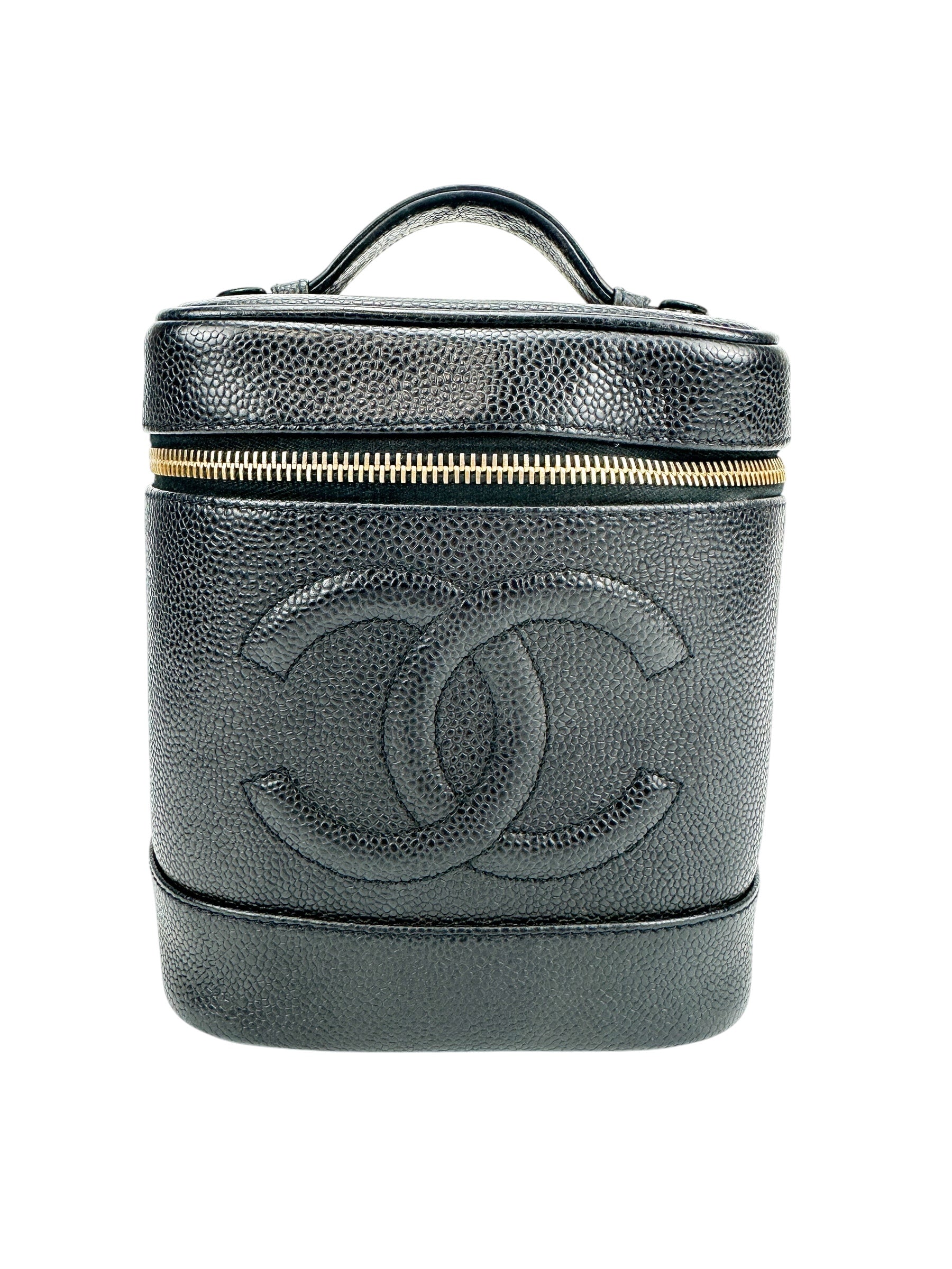 Chanel Vintage Tall Black Caviar Vanity Case