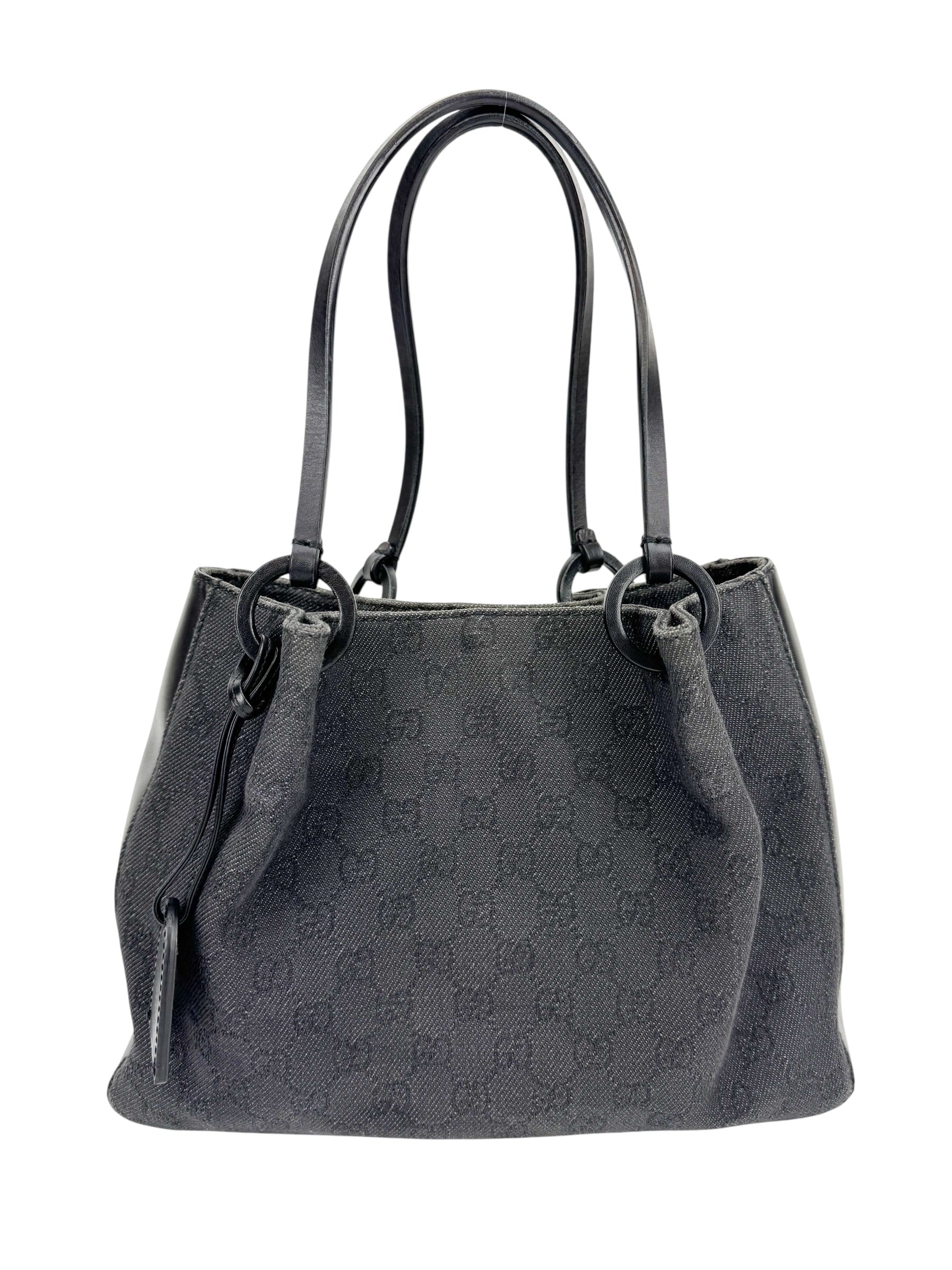 Gucci Black GG Canvas & Leather Shoulder Bag