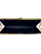 Christian Dior Vintage Blue Oblique French Lock Clutch
