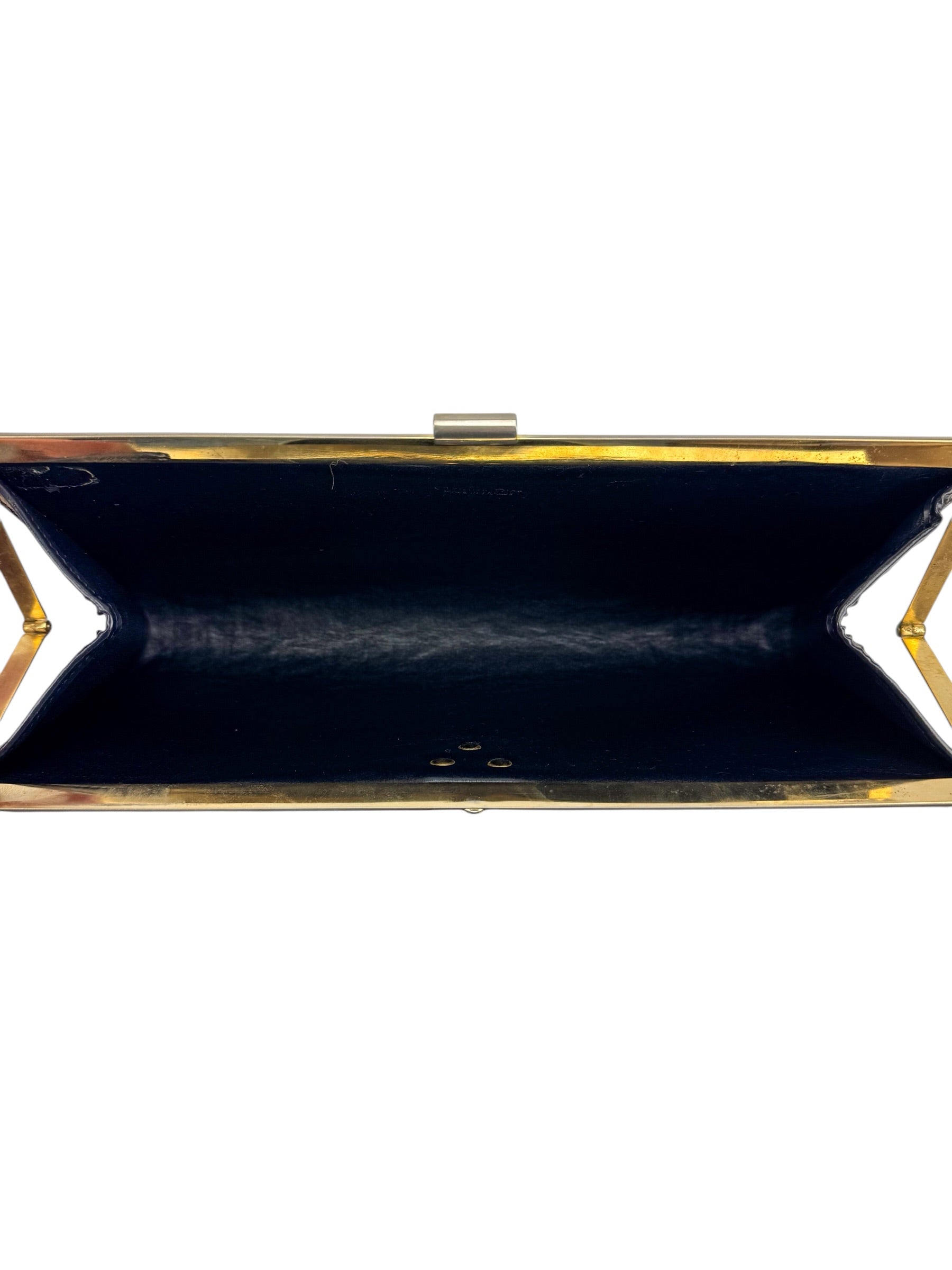 Christian Dior Vintage Blue Oblique French Lock Clutch