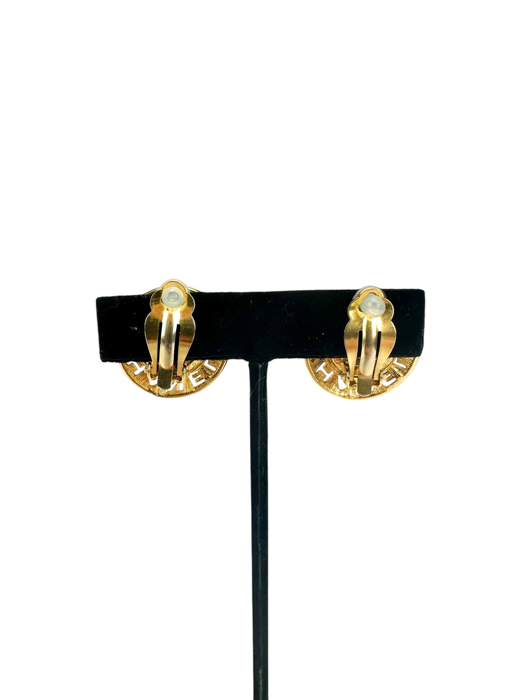 Chanel Round Faux Pearl Clip On Earrings