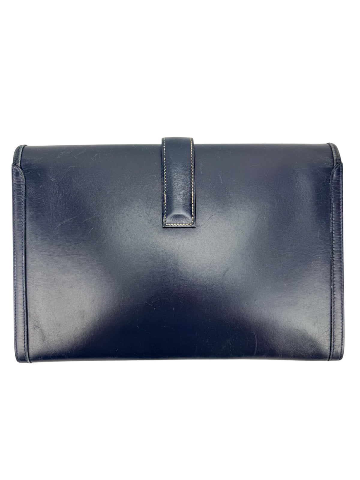 Hermès Vintage Navy Box Calf Jige Clutch PM