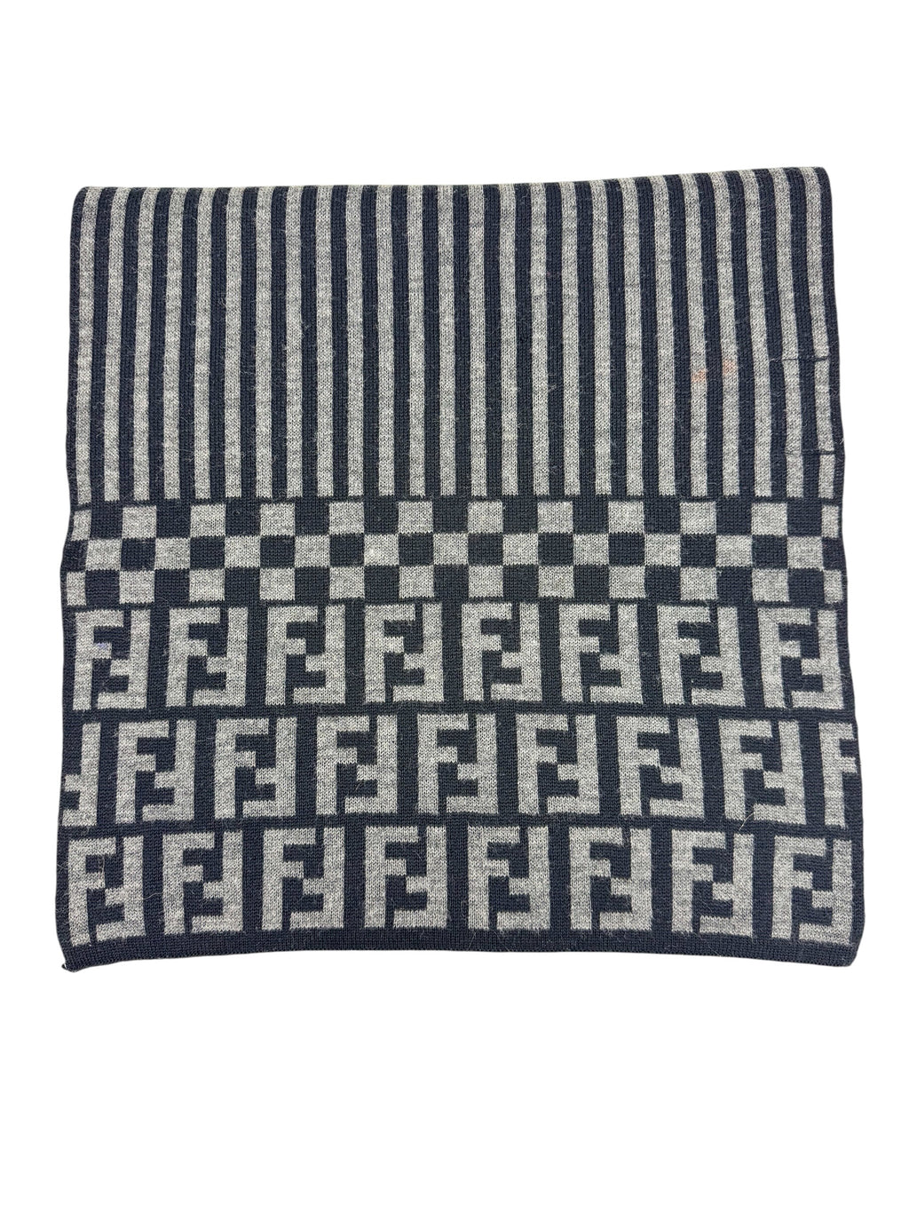 Fendi Grey and Black Zucca Wool Scarf