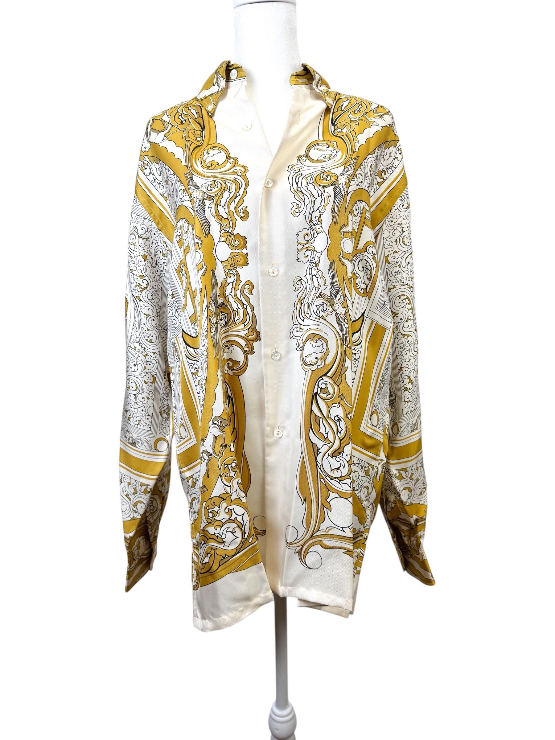 Hermès Silk Animals of the Sun Print Blouse Men's Size 40