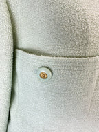 Chanel Green Tweed Jacket and Skirt Suit Size 42