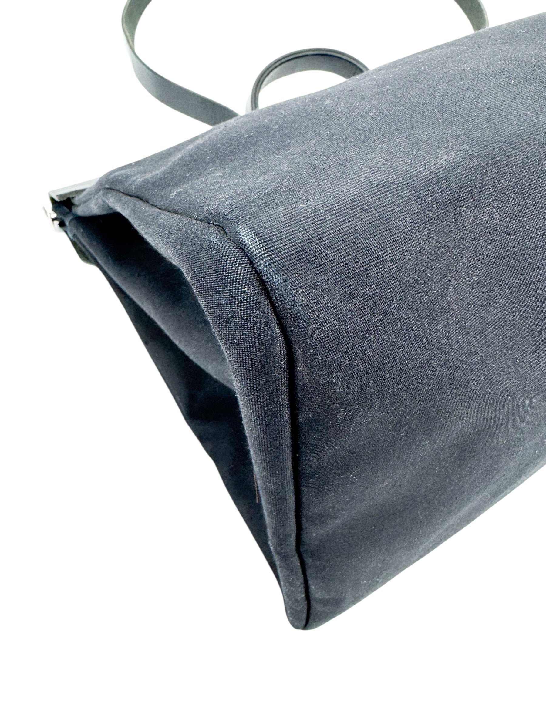 Hermès Black Toile and Leather XL Herbag W/ Spare Bag