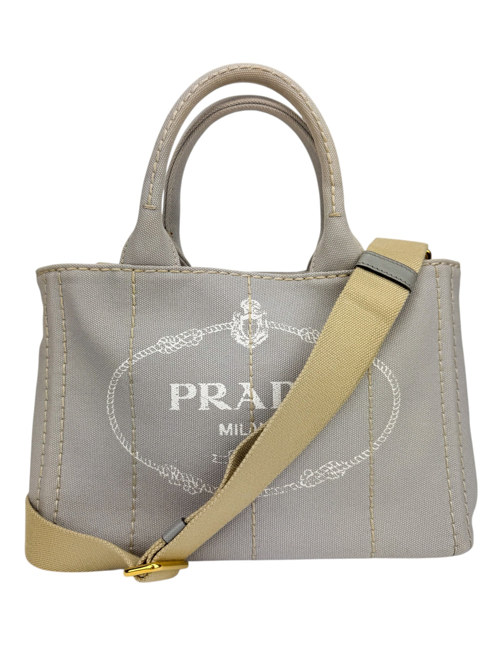 Prada Small Gray Canapa Tote