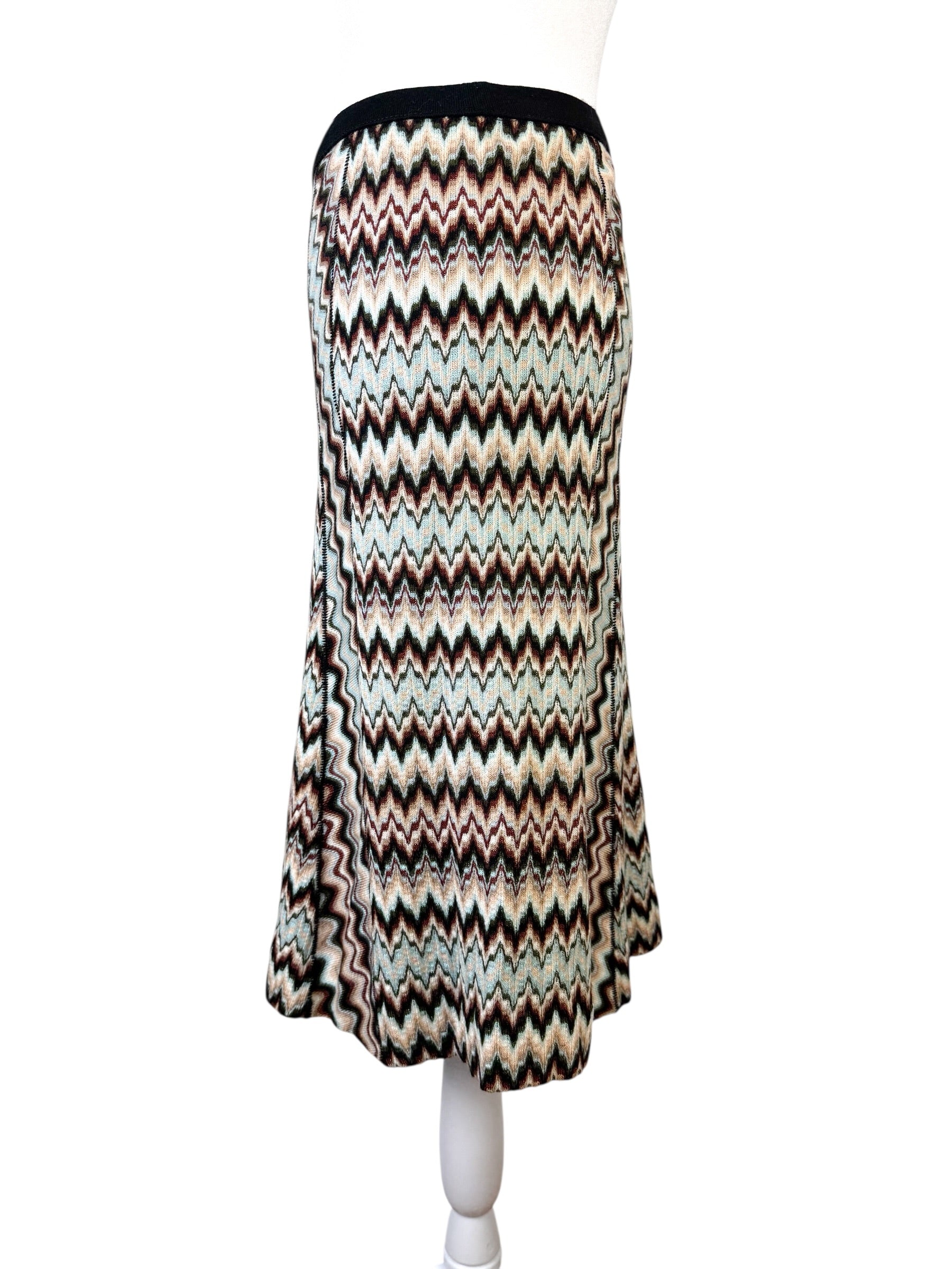 Missoni Blue/Brown Zig Zag Skirt Size 42
