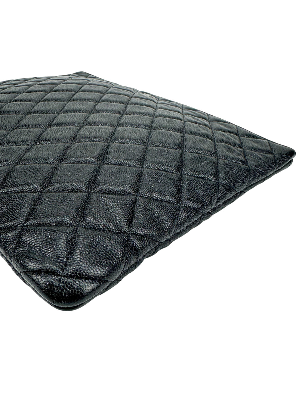 Chanel Black Caviar Large O Case Clutch