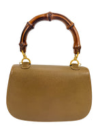 Gucci Vintage Medium Brown Leather 1947 Bamboo Bag