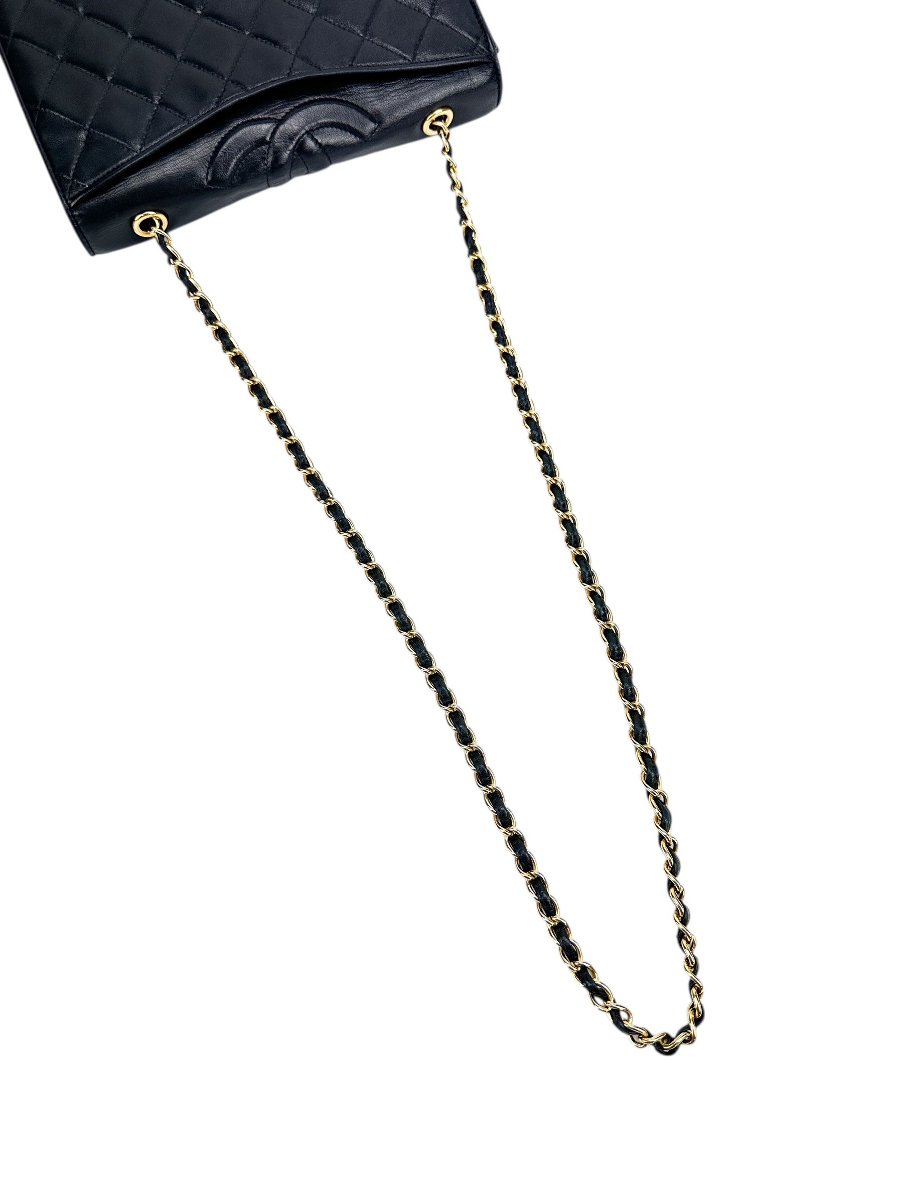 Chanel Vintage Black Quilted Lambskin Full Flap Bag