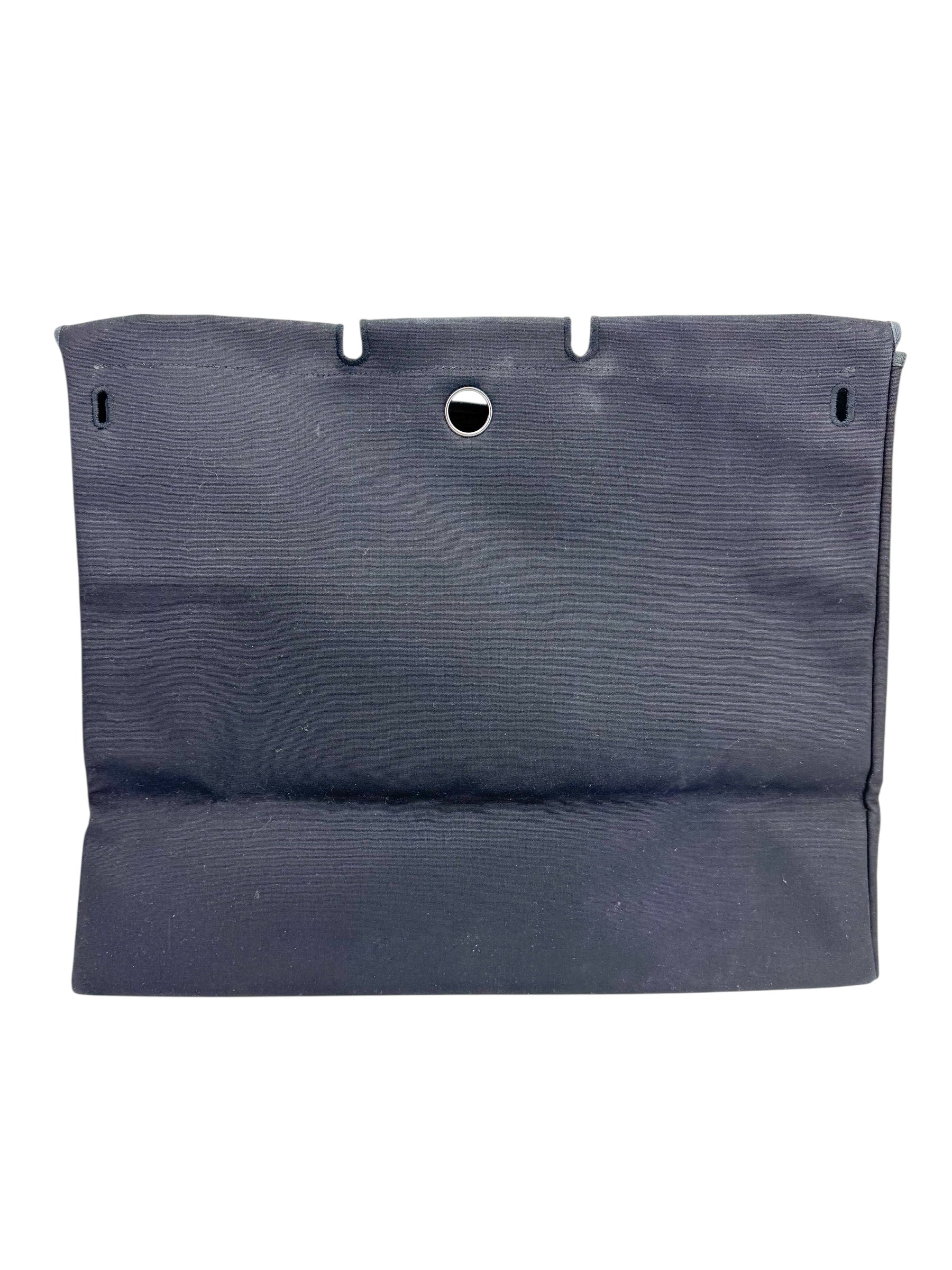 Hermès Black Toile and Leather XL Herbag W/ Spare Bag