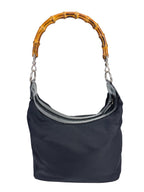 Gucci Black Nylon Bamboo Shoulder Bag