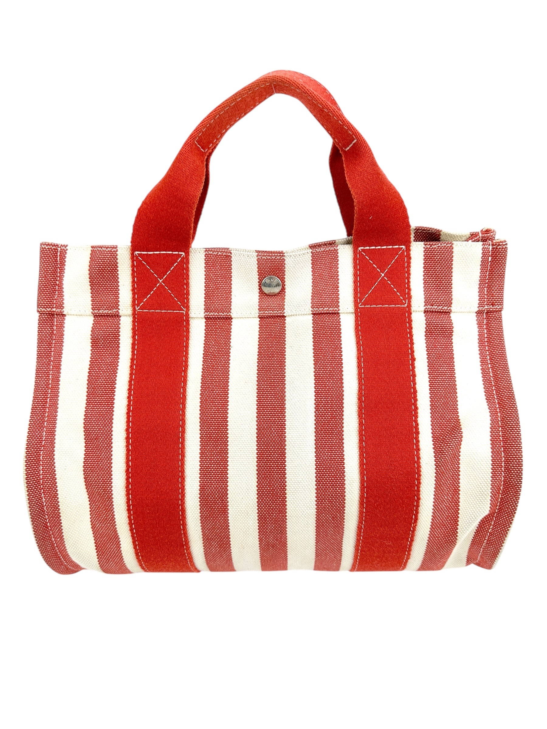 Hermès Red/Cream Stripe Cannes PM Tote