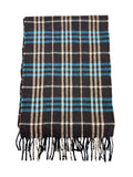 Burberry Brown and Blue Plaid Cashmere Scarf