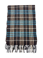 Burberry Brown and Blue Plaid Cashmere Scarf