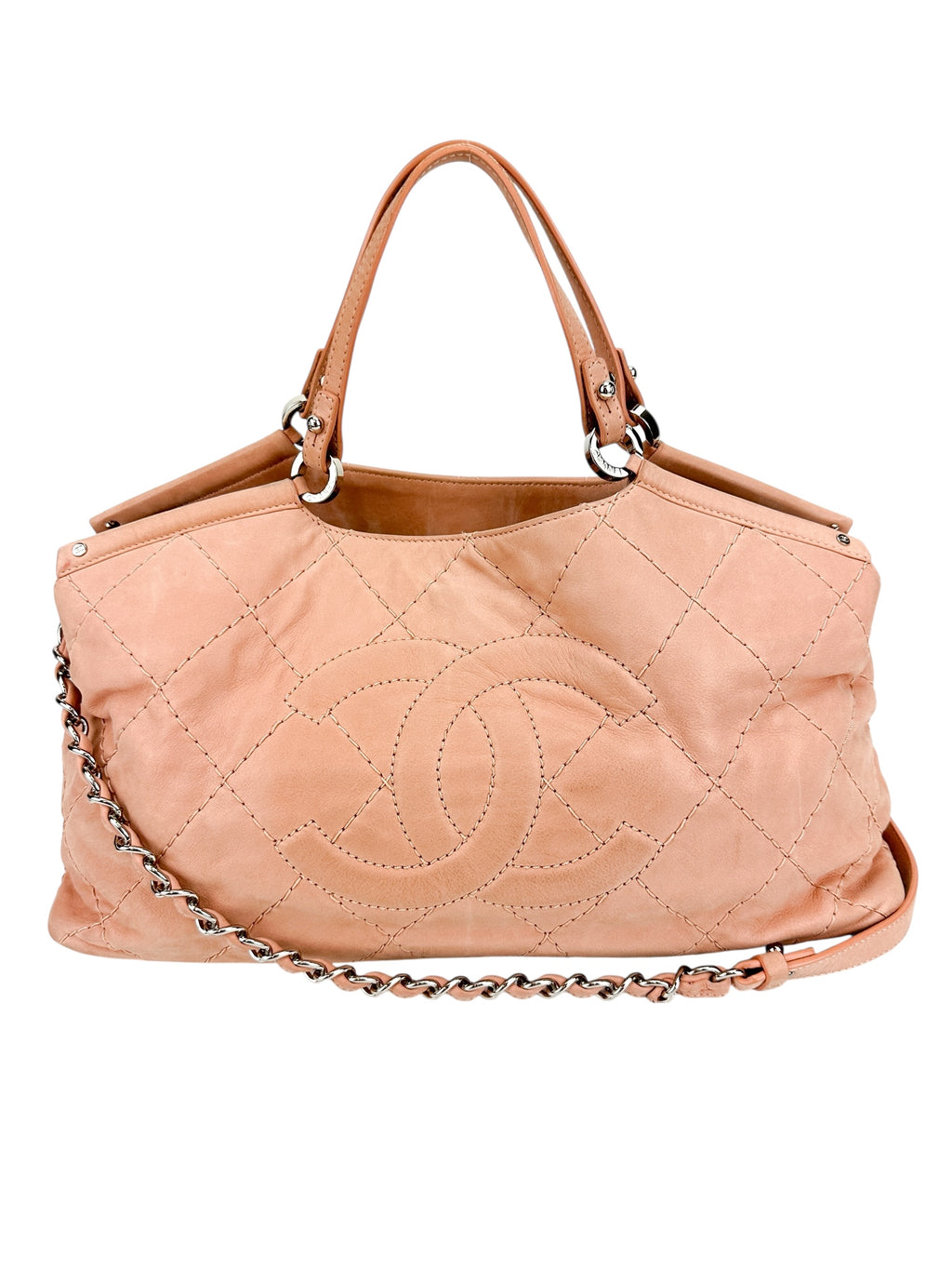 Chanel Pink Quilted Leather 2 Way Tote