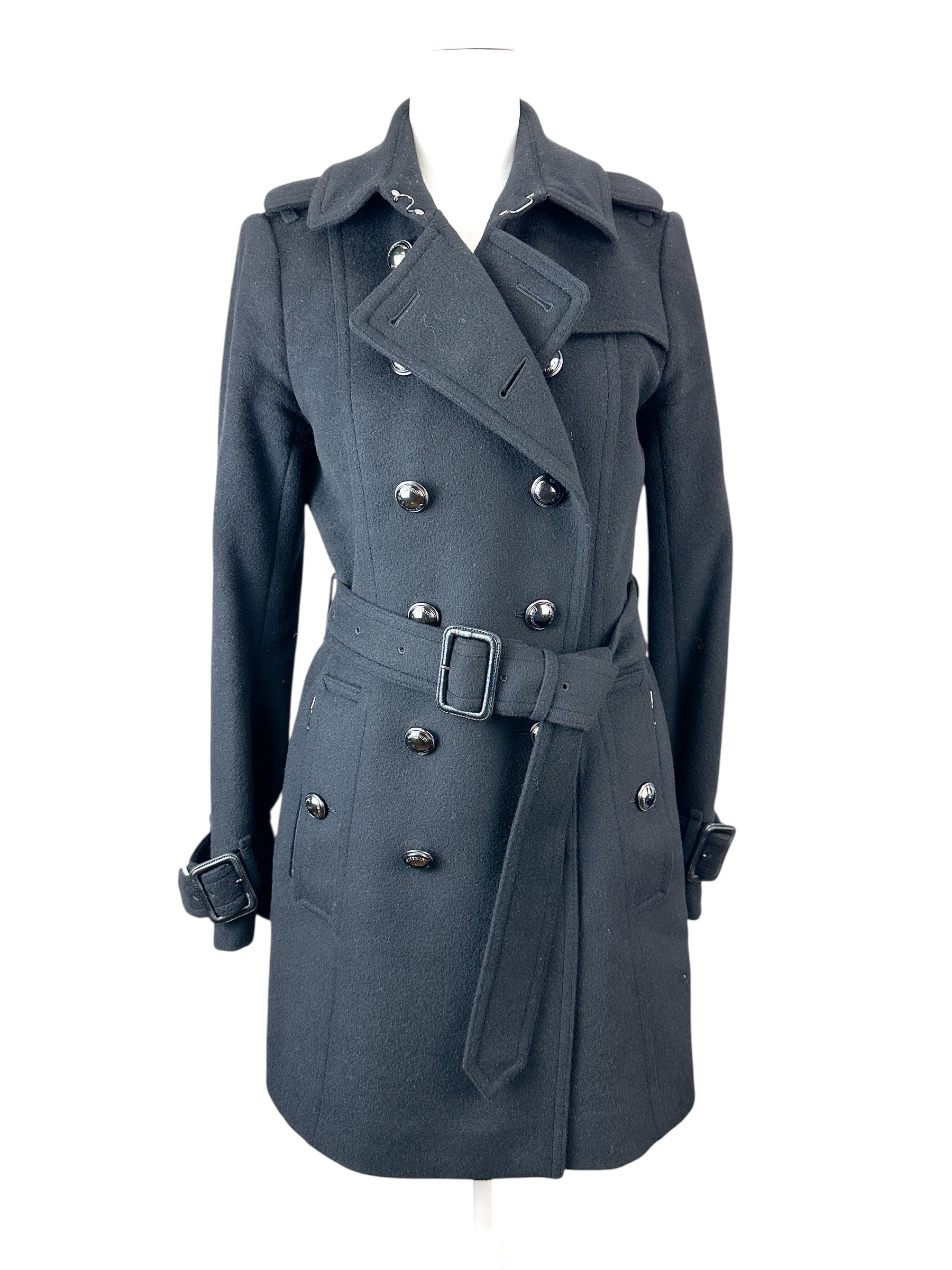 Burberry Black Wool Coat Size 38