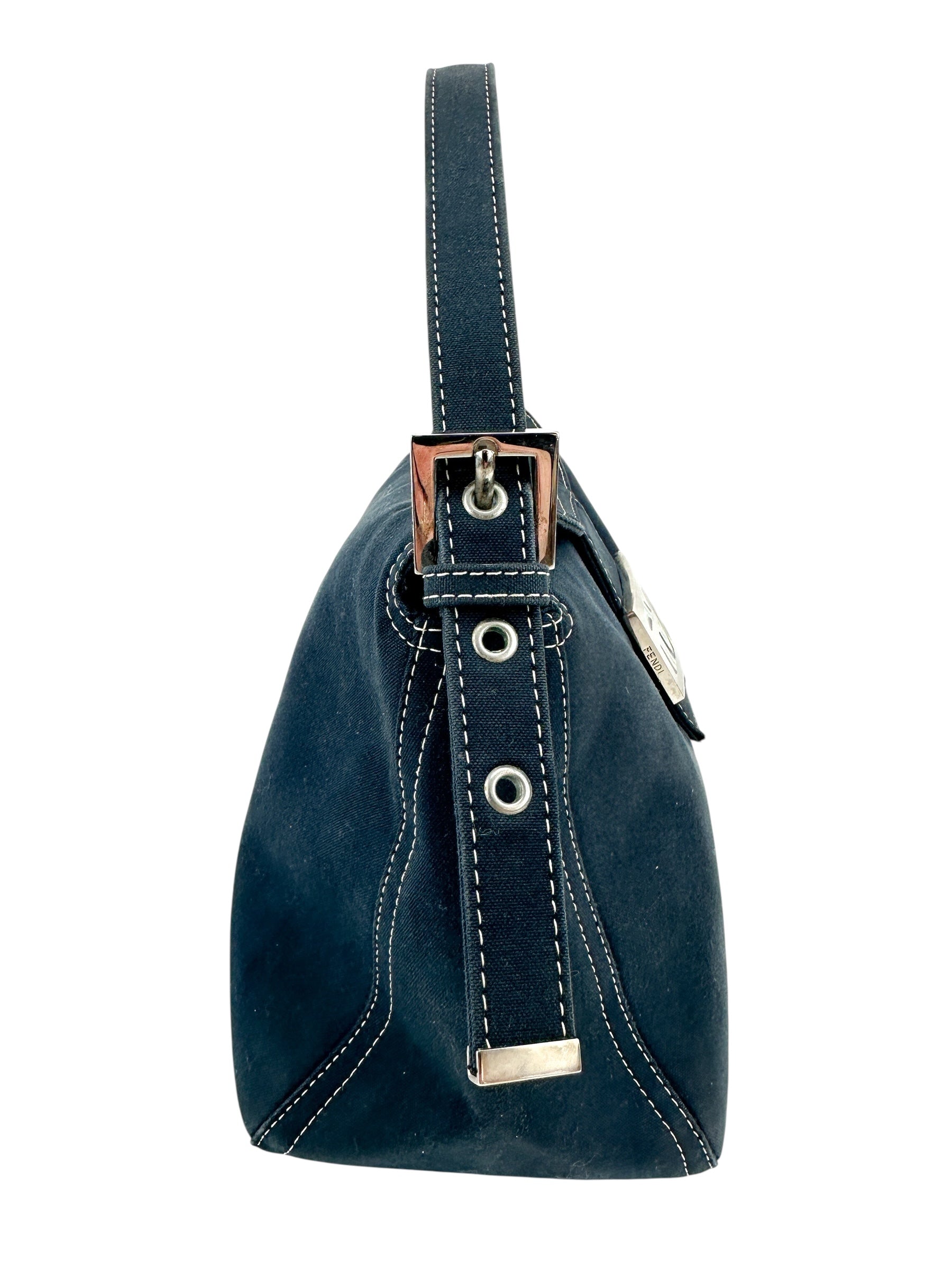 Fendi Navy Canvas Baguette