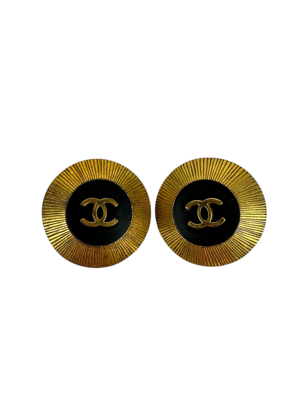 Chanel Black Gold Clip-On Earrings