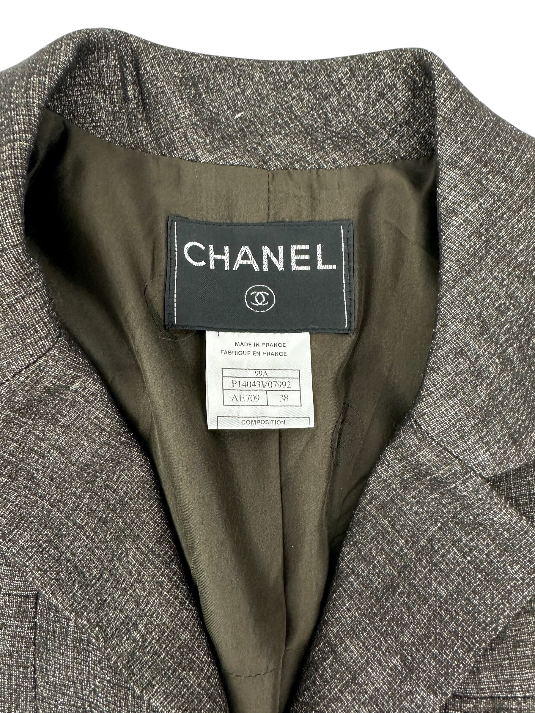Chanel Grey Tweed Coat Size 38