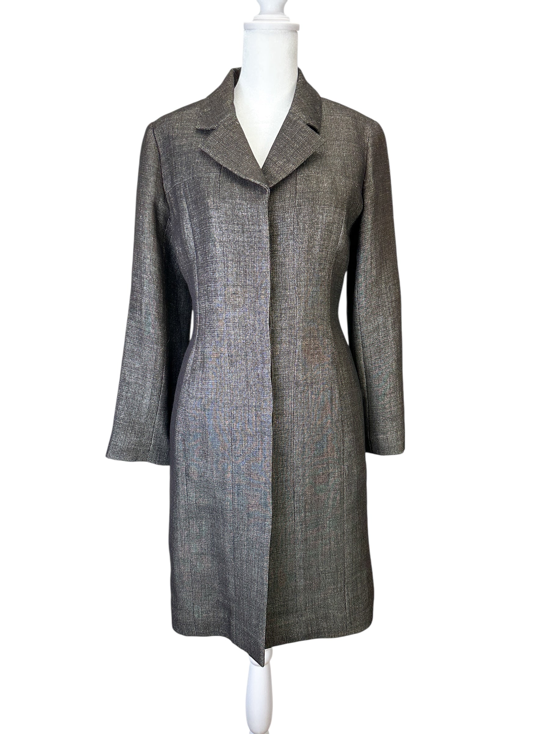 Chanel Grey Tweed Coat Size 38