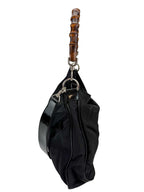 Gucci Black Nylon Bamboo Hobo Bag