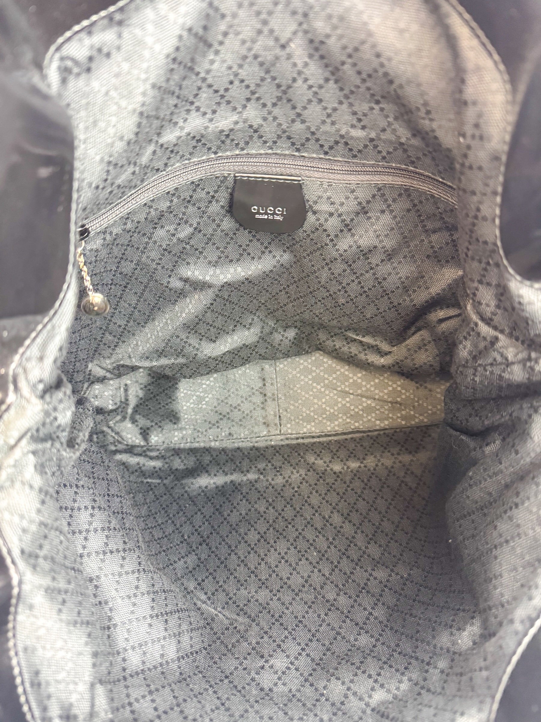 Gucci Black Nylon Bamboo Hobo Bag