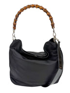 Gucci Black Nylon Bamboo Hobo Bag