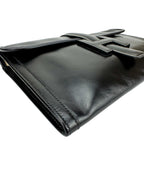 Hermès Vintage Black Box Calf Jige Clutch PM