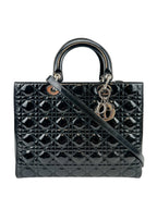 Christian Dior Black Patent Large Lady Dior