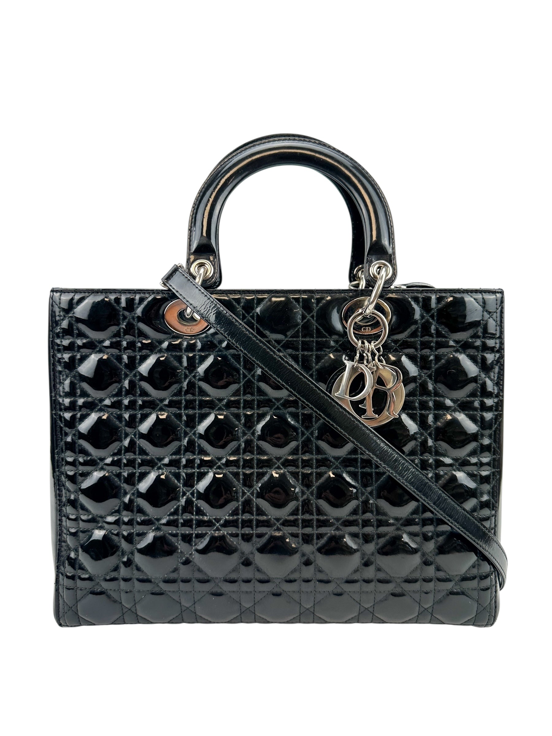 Christian Dior Black Patent Large Lady Dior