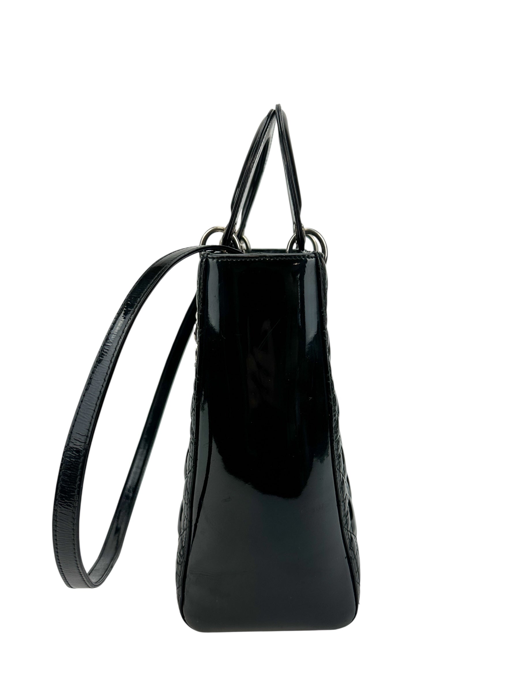 Christian Dior Black Patent Large Lady Dior