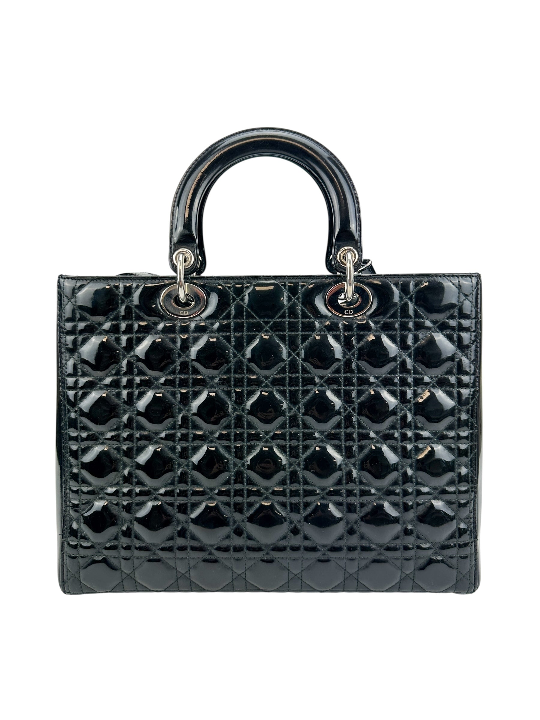 Christian Dior Black Patent Large Lady Dior