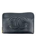 Chanel Black Caviar Zip Around Wallet