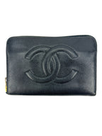Chanel Black Caviar Zip Around Wallet