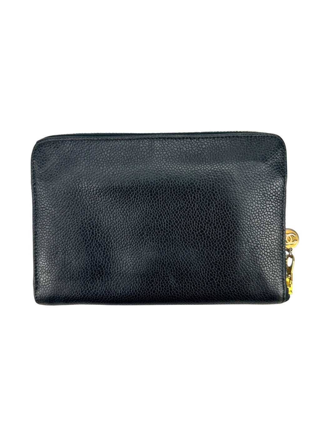 Chanel Black Caviar Zip Around Wallet