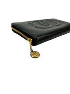 Chanel Black Caviar Zip Around Wallet