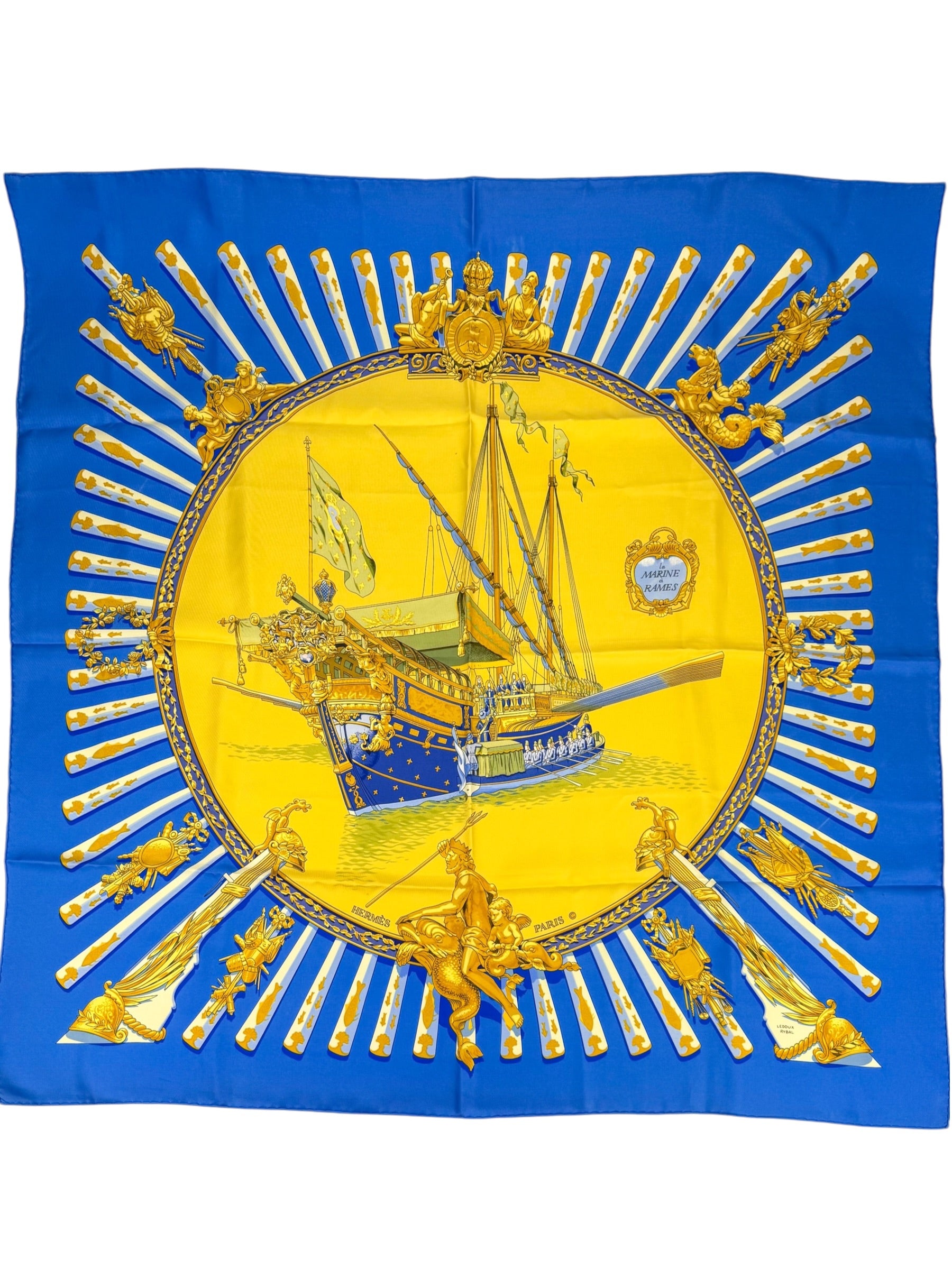Hermès La Marine à Rames Silk Scarf 90