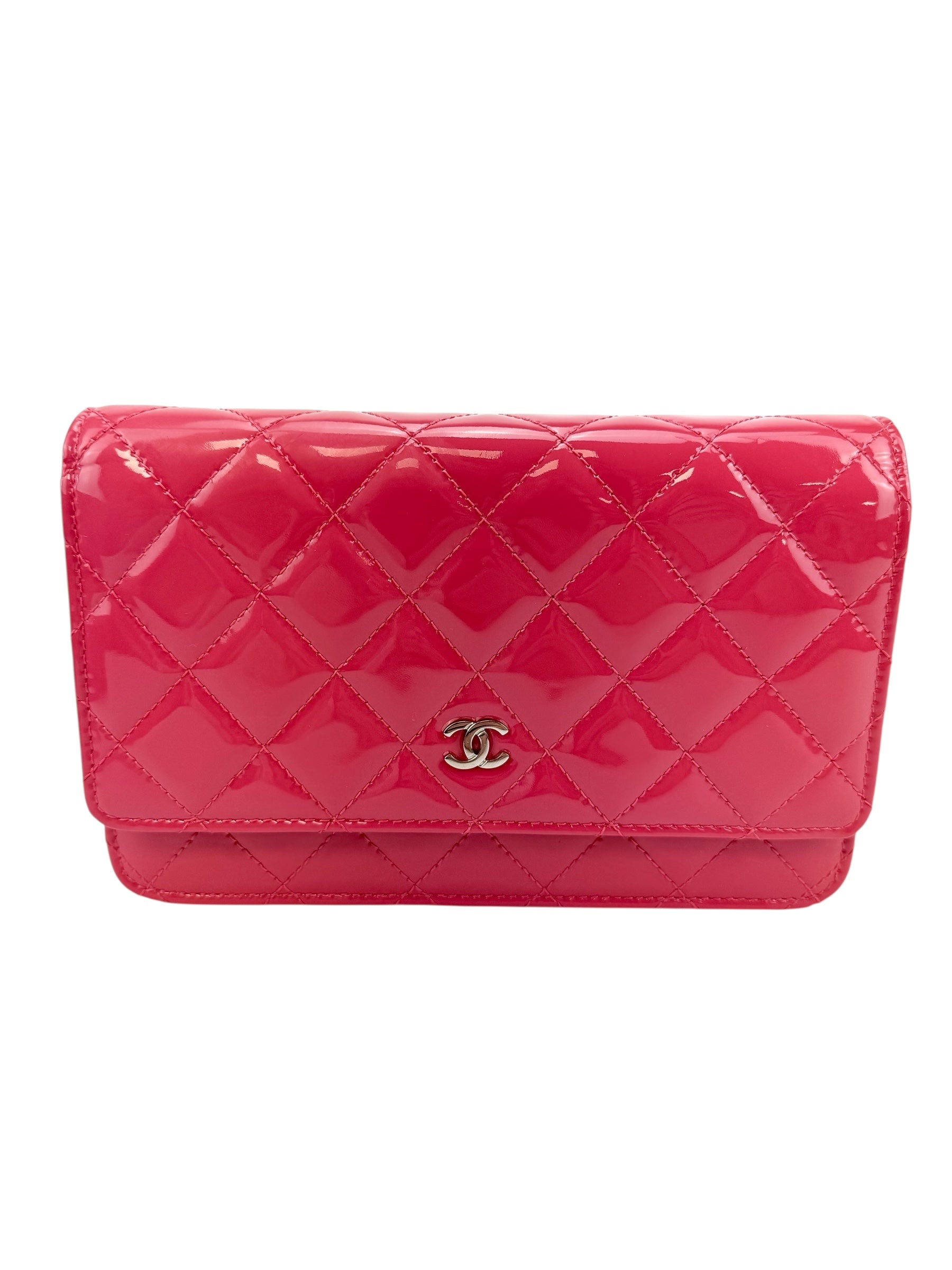 Chanel Pink Patent Leather Wallet On Chain (WOC)