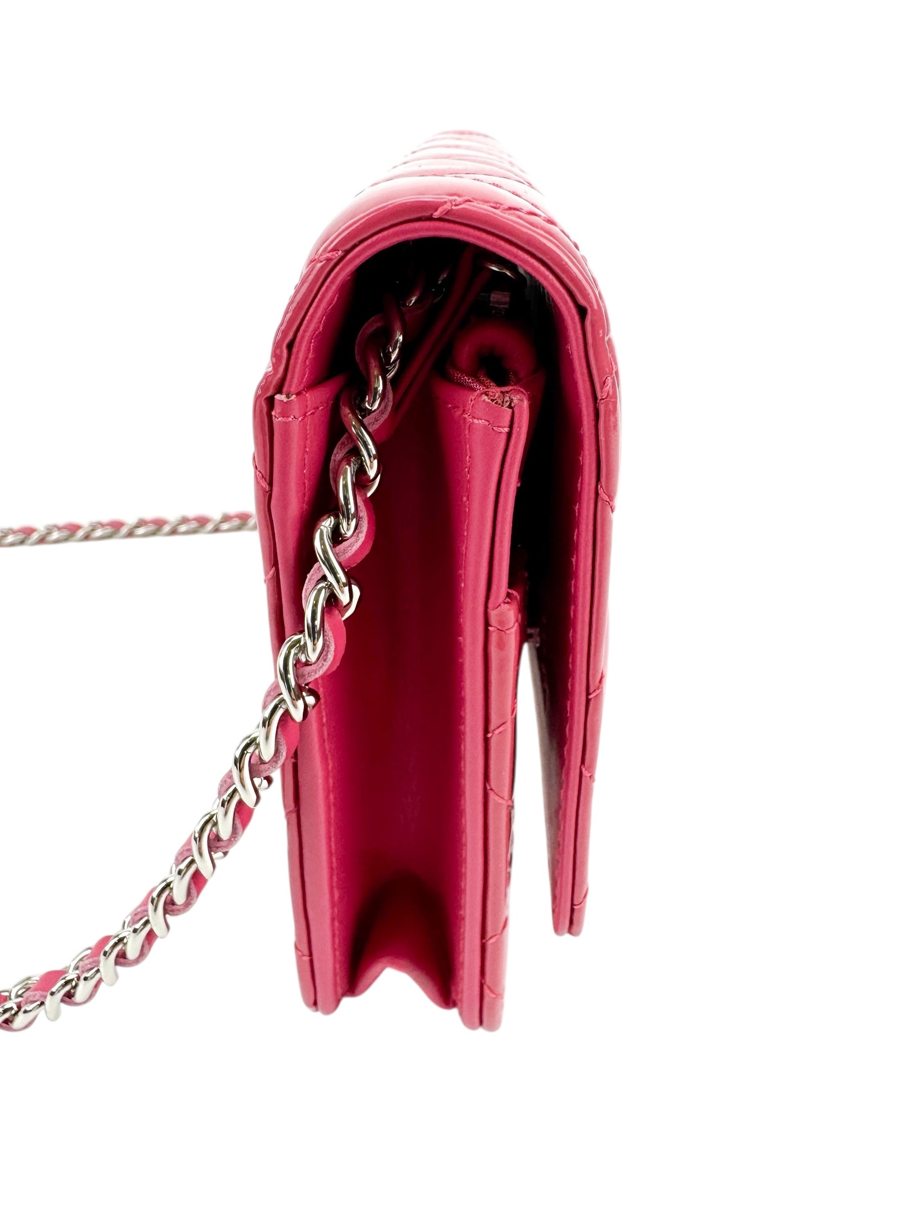 Chanel Pink Patent Leather Wallet On Chain (WOC)