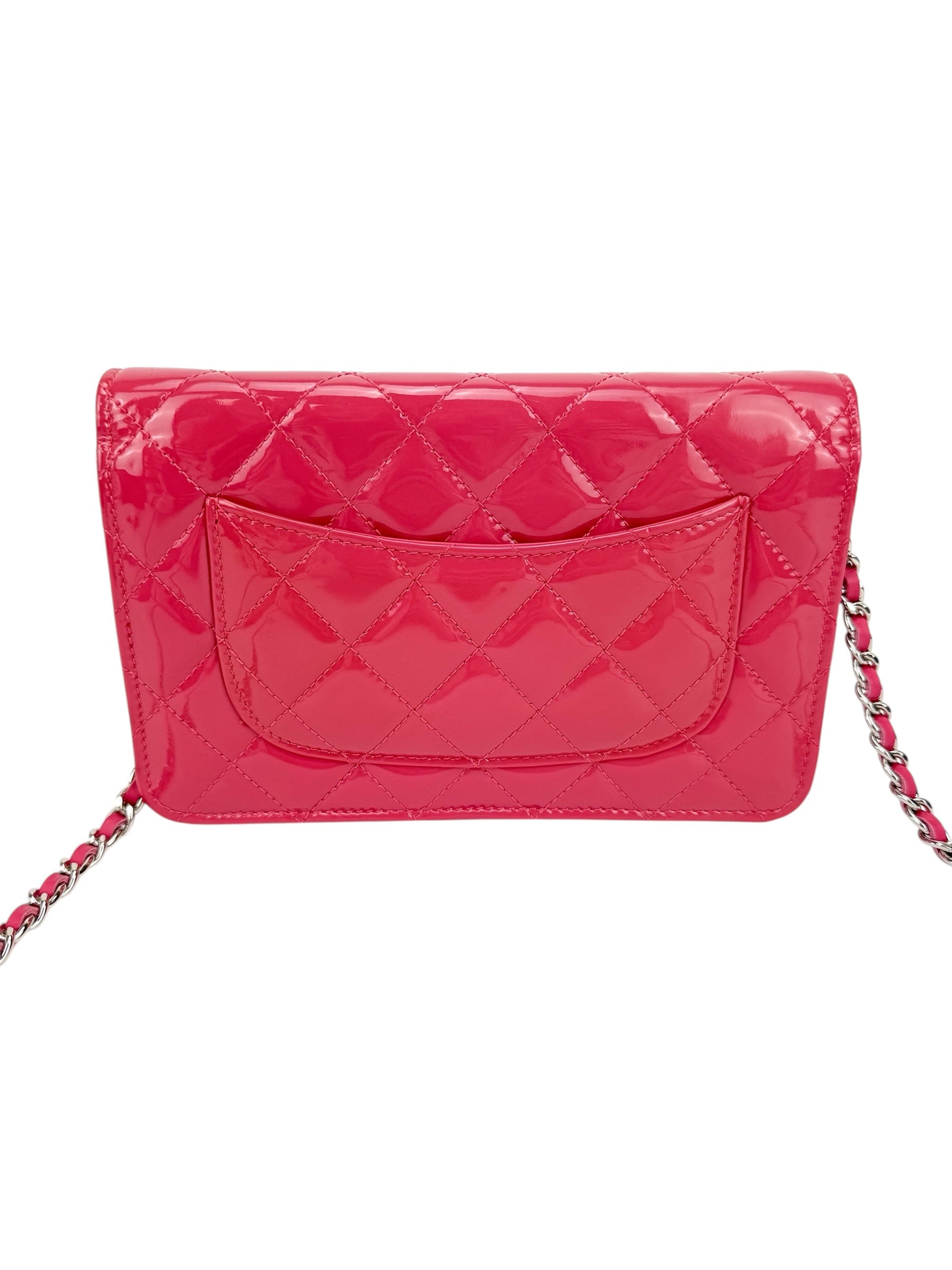 Chanel Pink Patent Leather Wallet On Chain (WOC)