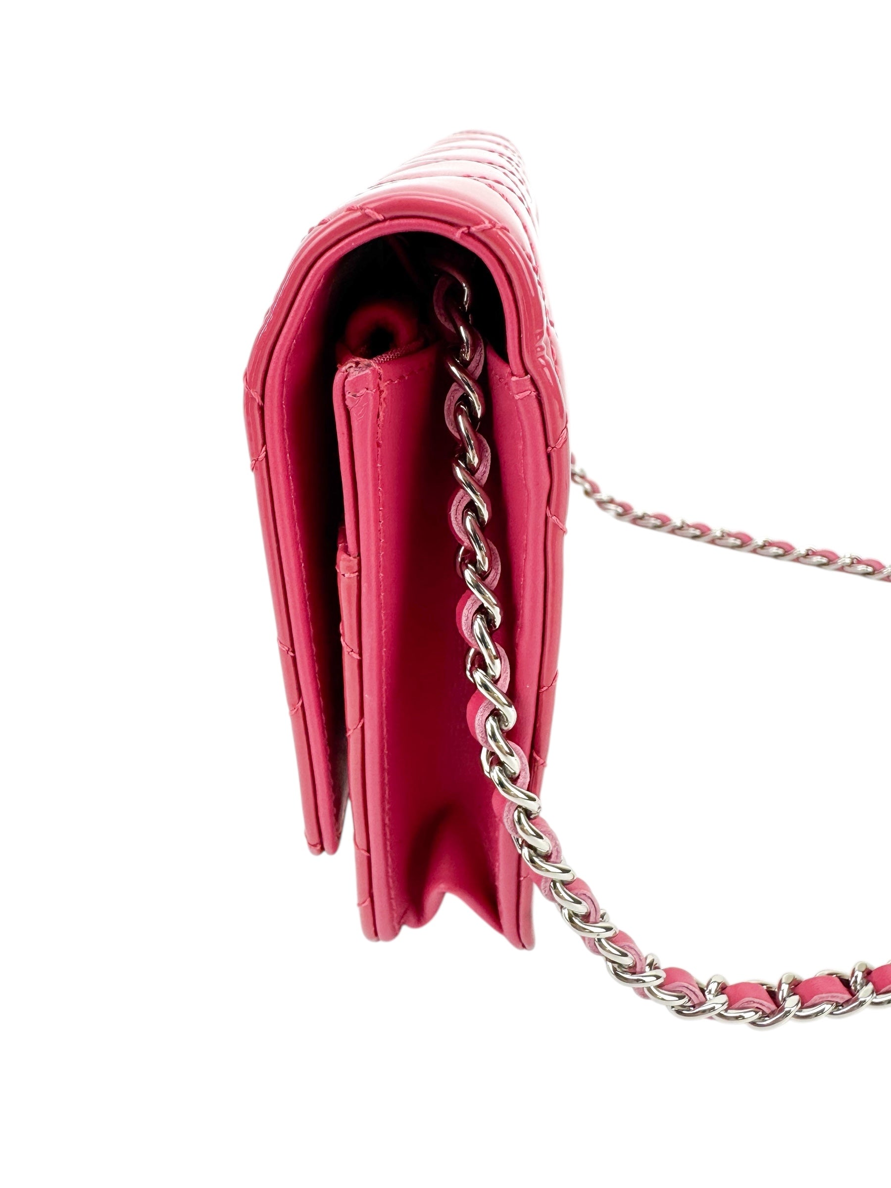 Chanel Pink Patent Leather Wallet On Chain (WOC)