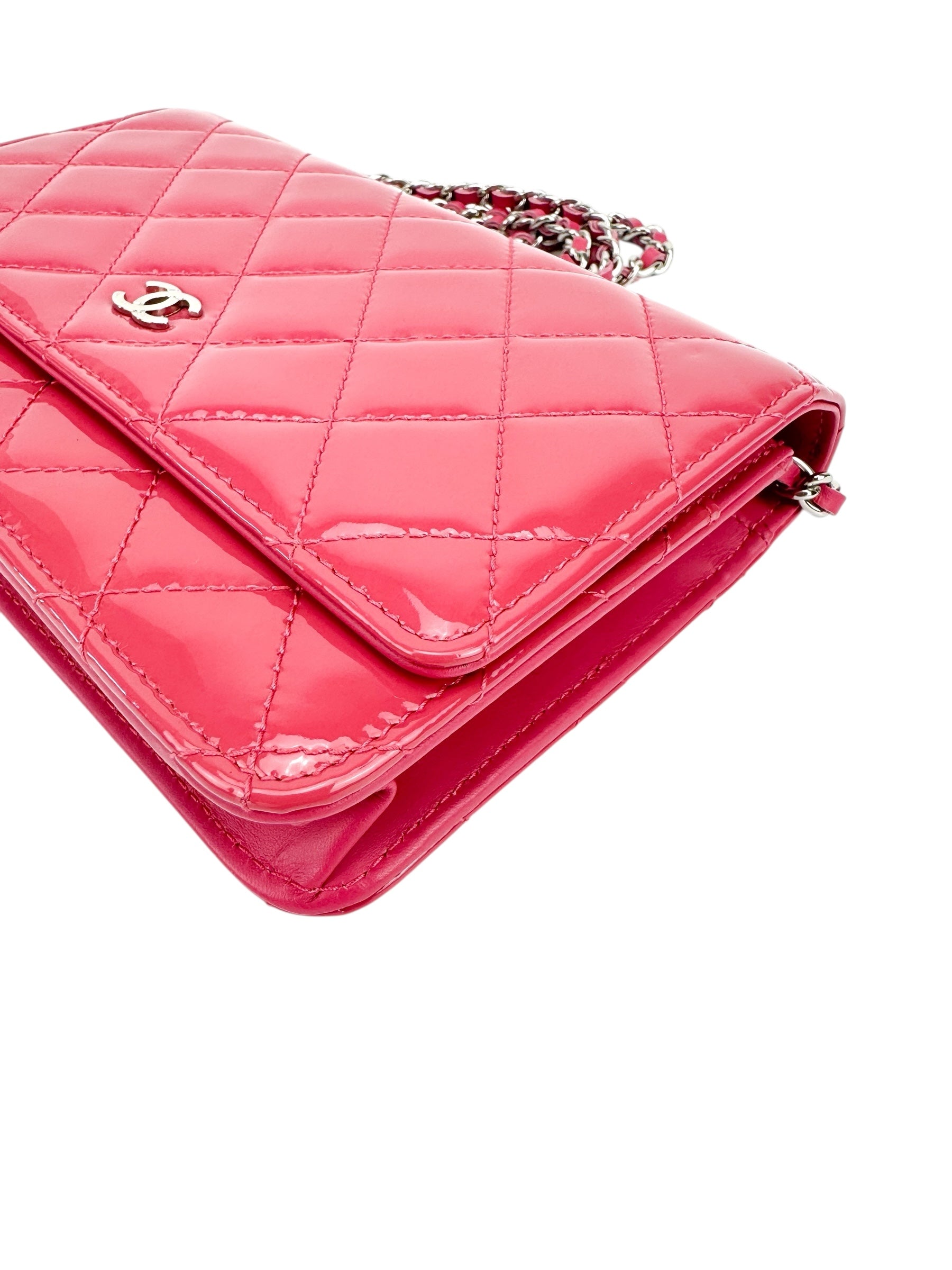 Chanel Pink Patent Leather Wallet On Chain (WOC)