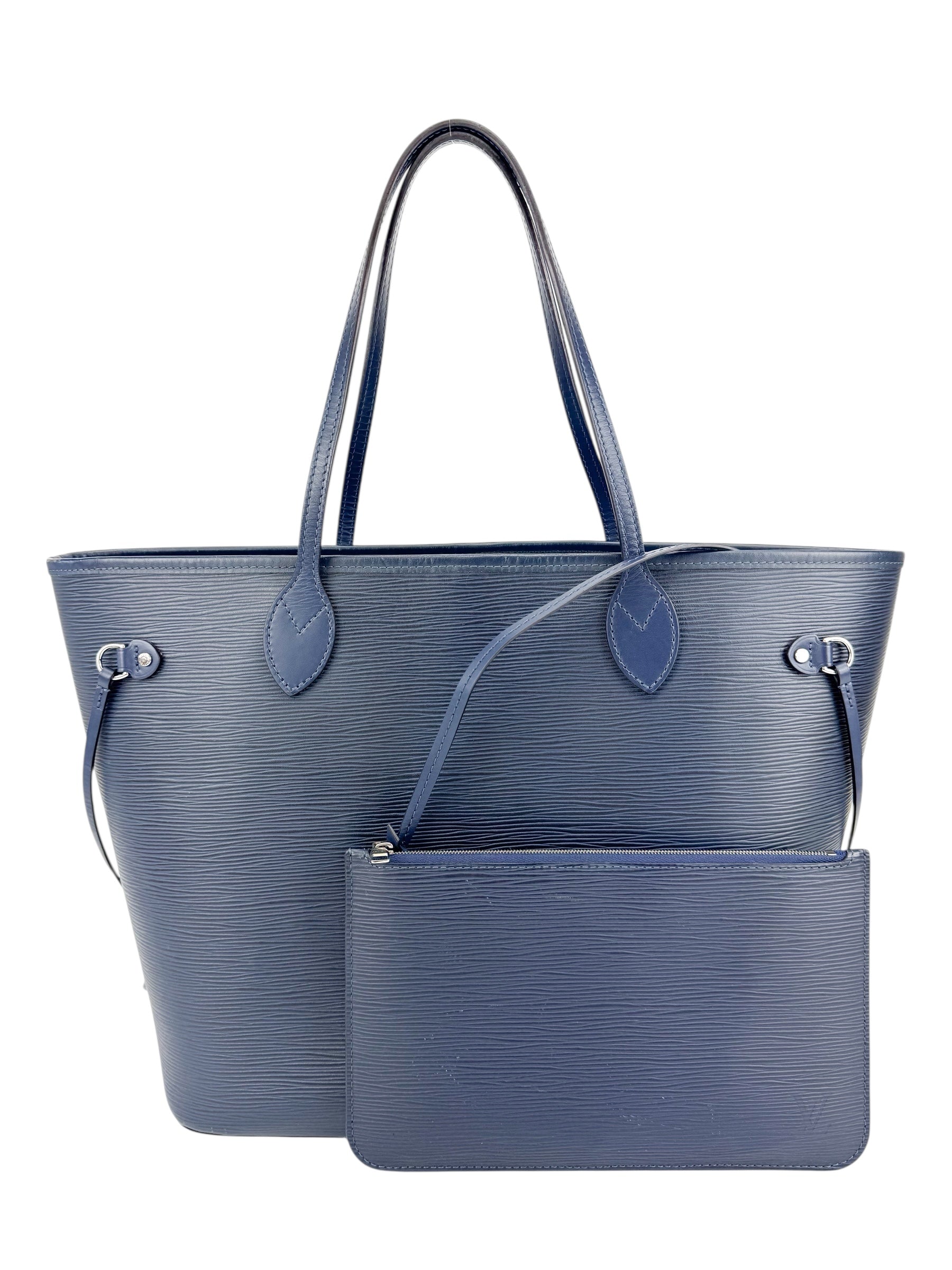 Louis Vuitton Navy Epi Leather Neverfull MM w/ Pouch
