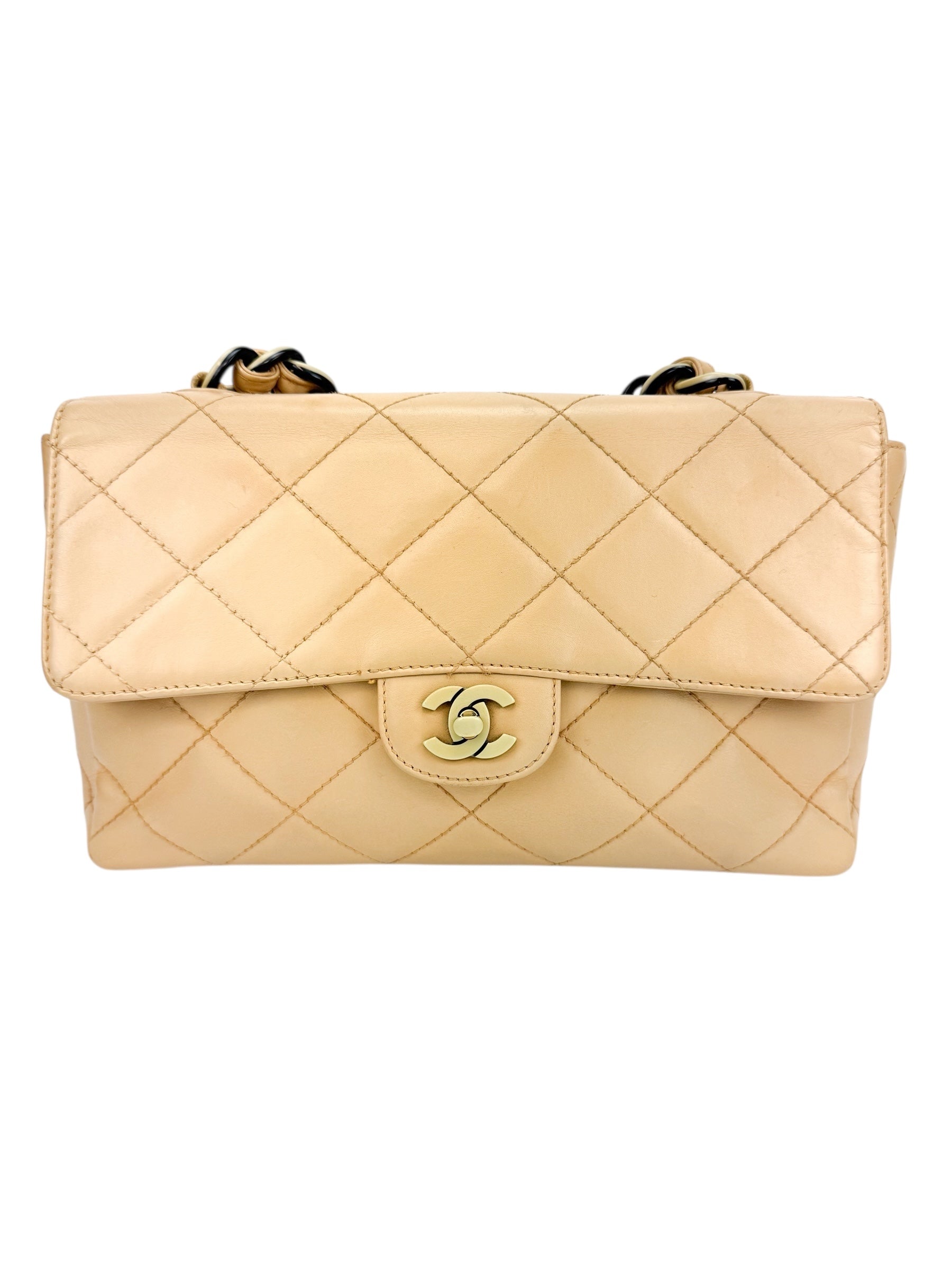 Chanel Beige Quilted Lambskin Medium Flap Bag